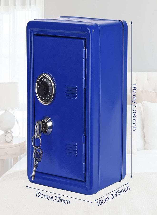 Delzon حصالة نقود معدنية آمنة جديدة من ديلزون - حصالة نقود للأطفال، صندوق نقود صغير مبتكر على شكل صراف آلي، حصالة نقود معدنية مع قفل ومفتاحين (أزرق) - Image 3